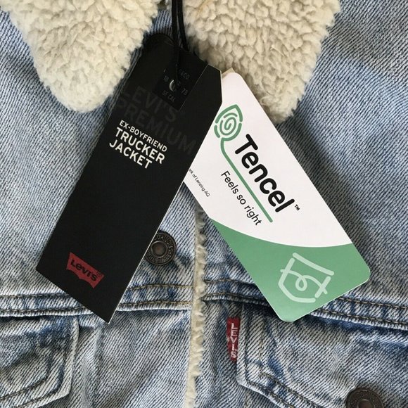 Levi's Trucker Sherpa Jacket Ex-Boyfriend XS NWT - Picture 5 of 6